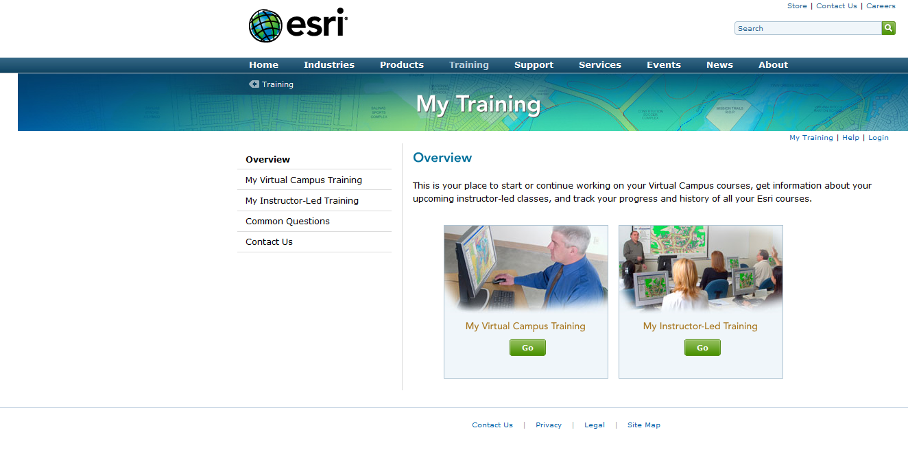 My Training na ESRI Virtual Campus
