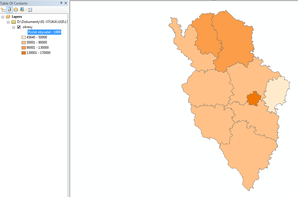 Vizualizace okresů podle počtu obyvatel